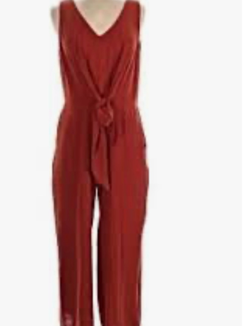 MSK Brick Red Sleeveless Tie-Front Jumpsuit